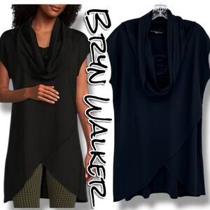 Bryn Walker Lavinia Jersey Ponte Cowl Neck Crossover High-Low Hem Tunic Womens S